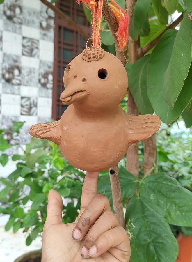 RUKDA Handmade Home & Garden Decor Terracotta Hanging Clay Bird Showpiece & Figurine | Charming Home Decorative Animal Figure Statue - 16x15x12 cm (Brown) - Image 2