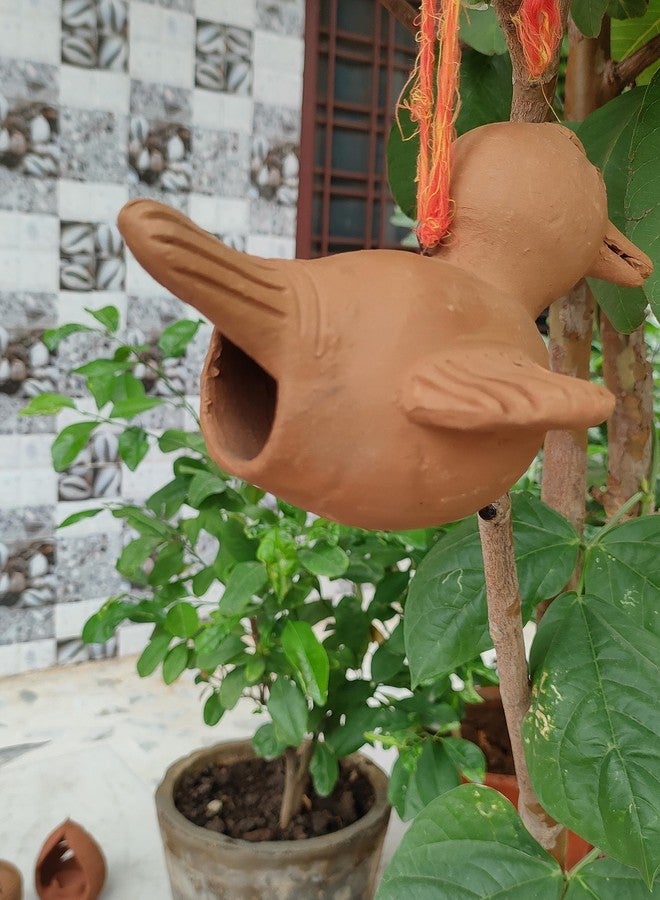 RUKDA Handmade Home & Garden Decor Terracotta Hanging Clay Bird Showpiece & Figurine | Charming Home Decorative Animal Figure Statue - 16x15x12 cm (Brown) - Image 5
