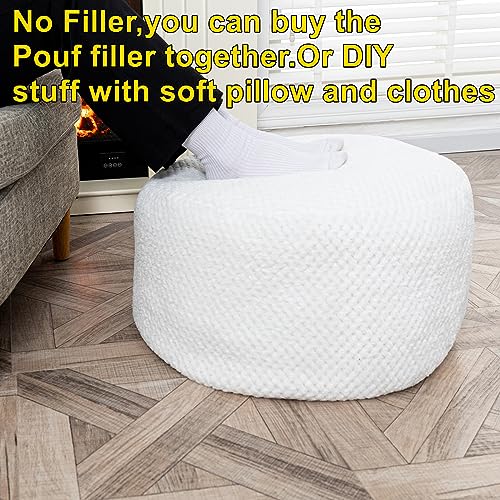 Asuprui Pouf Ottoman Unstuffed Ottoman Foot Rest No Filler Floor Pouf Soft Foot Stool 20x20x12 Inches Fuzzy Chair Floor Chair with Storage for Living Room Bedroom White - Image 5