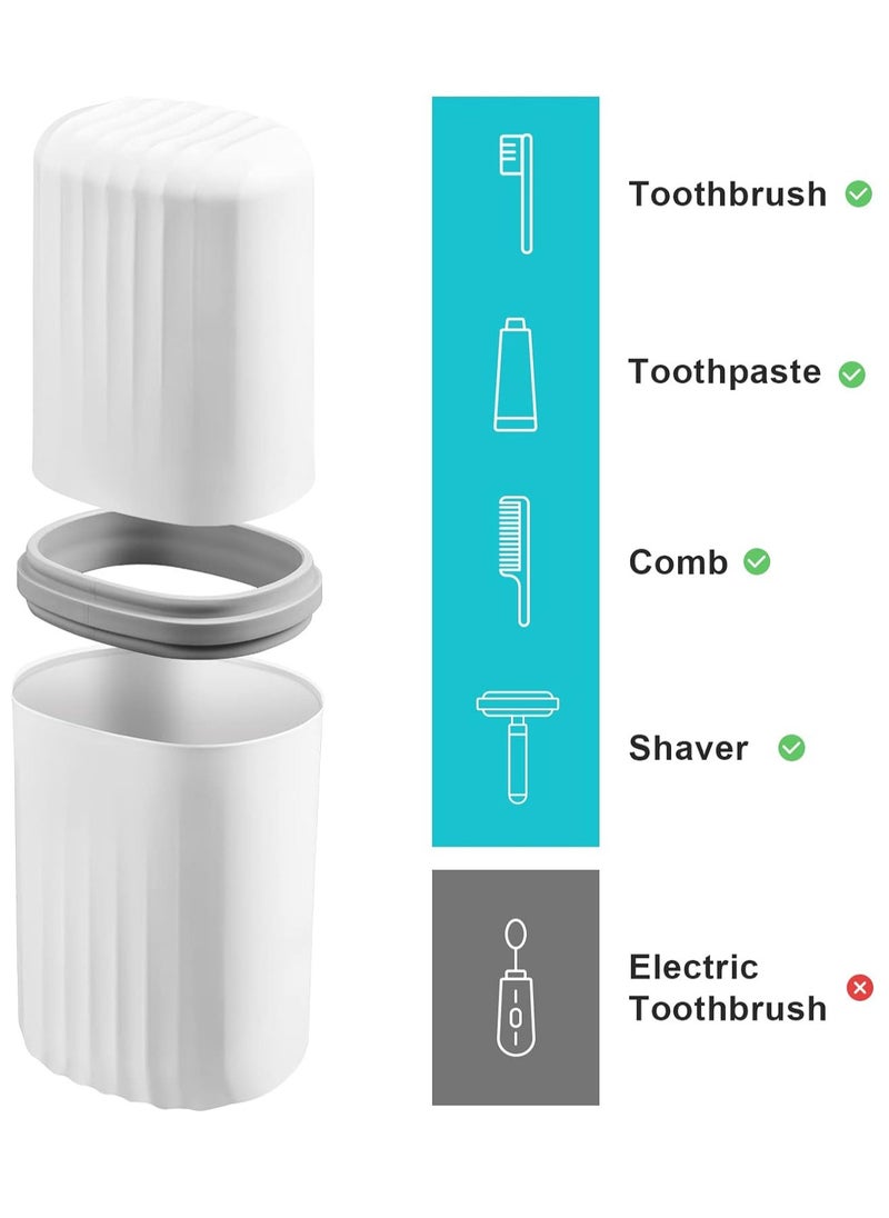 bdo Travel Toothbrush Cup Case, Portable Toothbrush Holder Case for Traveling, Camping, Business Trip and School, Plastic Toothbrushes Toothpaste Set,White  - Image 2