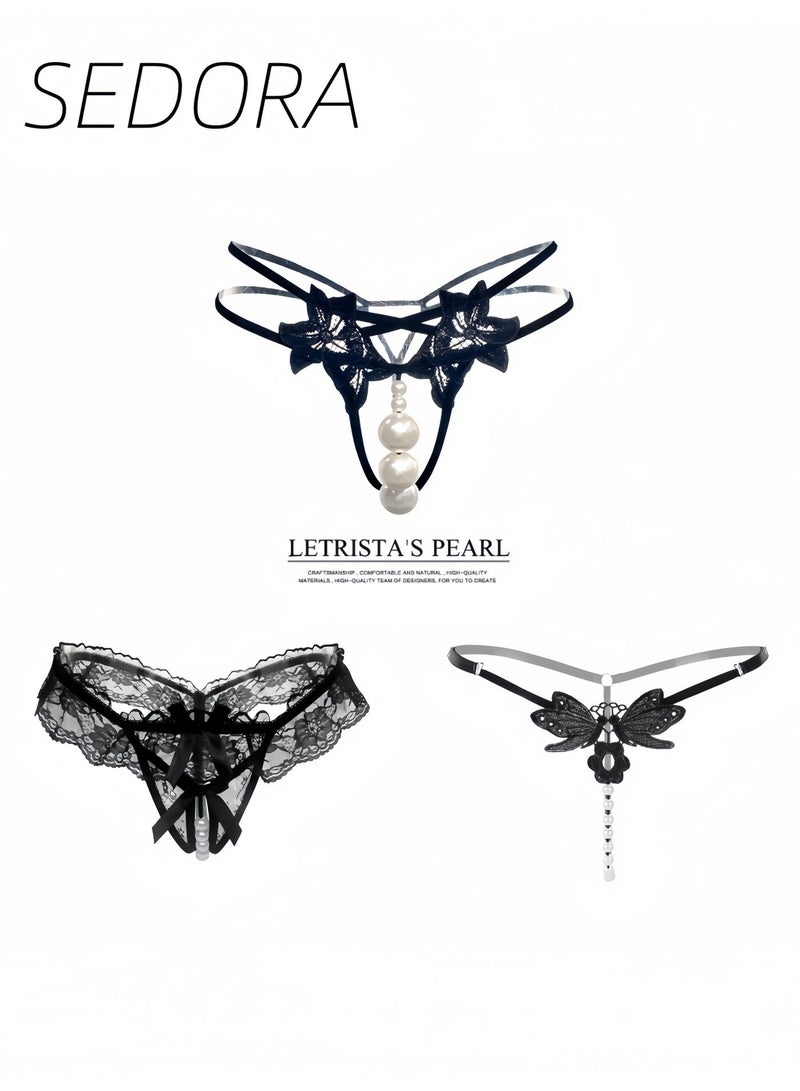 3-piece Temptation Thongs Soft Pearl Underwear - Image 1