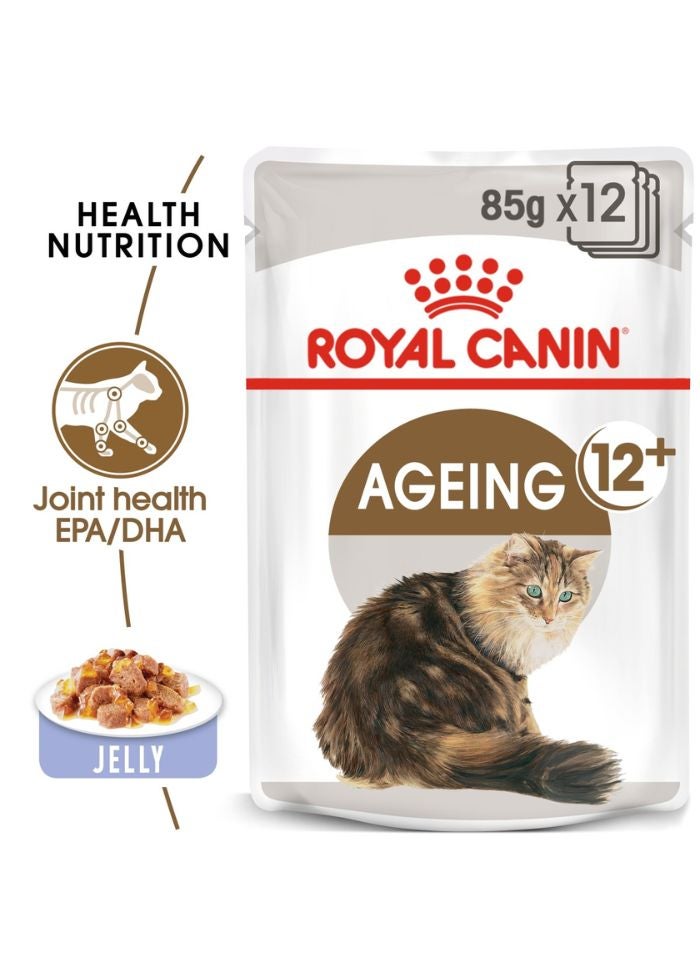 ROYAL CANIN Feline Health Nutrition Ageing 12+ Jelly (WET FOOD - Pouches) 12 x 85g - Image 1