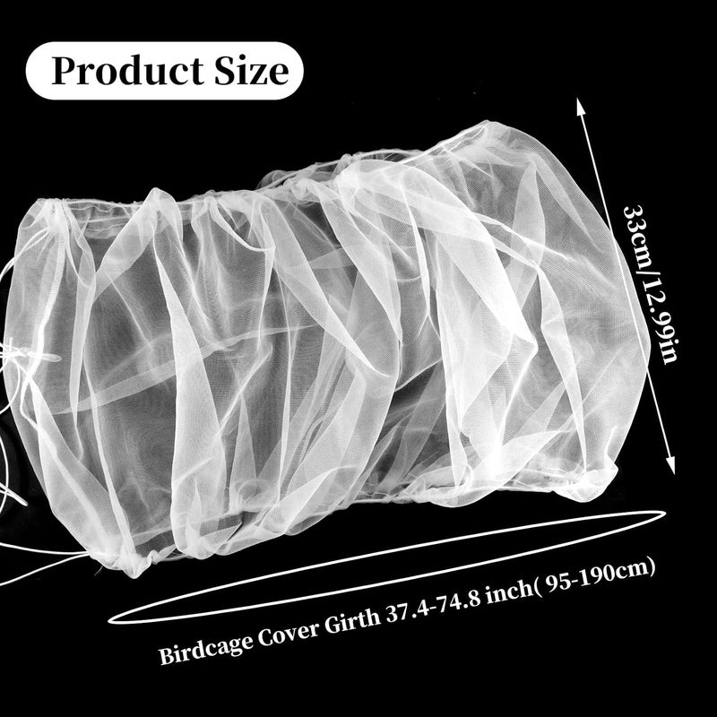 HOYDATE Adjustable Bird Cage Net Cover Birdcage Seed Feather Catcher Soft Skirt Guard Birdcage Nylon Mesh Netting for Parrot Parakeet Macaw Round Square Cages (Circumference 41 inch to 83inches) - Image 2