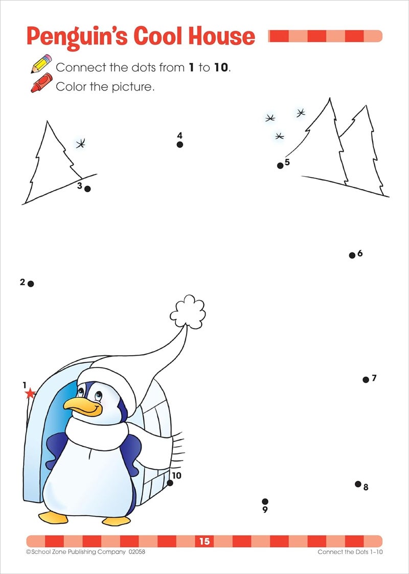 School Zone - Connect the Dots Workbook - Ages 3 to 5, Preschool to Kindergarten, Dot-to-Dots, Counting, Number Puzzles, Numbers 1-10, Coloring, and More (School Zone Get Ready!™ Book Series) - Image 5