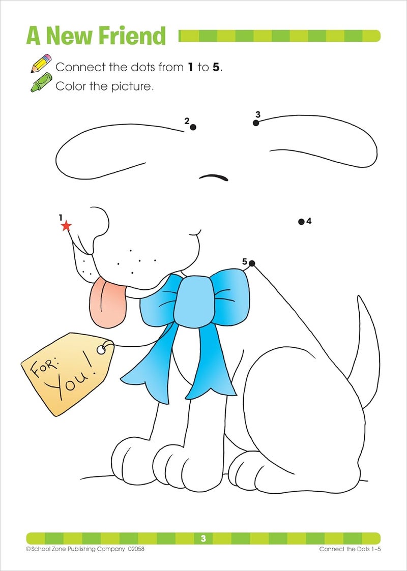 School Zone - Connect the Dots Workbook - Ages 3 to 5, Preschool to Kindergarten, Dot-to-Dots, Counting, Number Puzzles, Numbers 1-10, Coloring, and More (School Zone Get Ready!™ Book Series) - Image 3