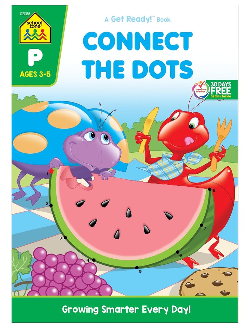 School Zone - Connect the Dots Workbook - Ages 3 to 5, Preschool to Kindergarten, Dot-to-Dots, Counting, Number Puzzles, Numbers 1-10, Coloring, and More (School Zone Get Ready!™ Book Series) - Image 1