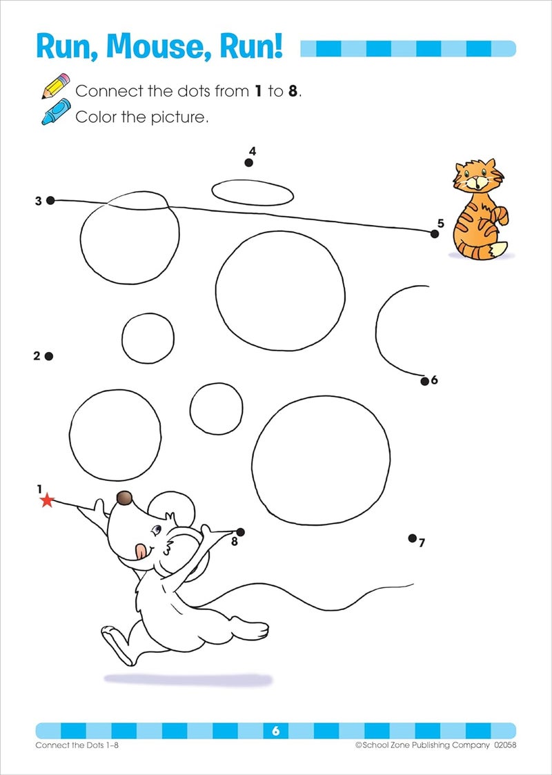 School Zone - Connect the Dots Workbook - Ages 3 to 5, Preschool to Kindergarten, Dot-to-Dots, Counting, Number Puzzles, Numbers 1-10, Coloring, and More (School Zone Get Ready!™ Book Series) - Image 4
