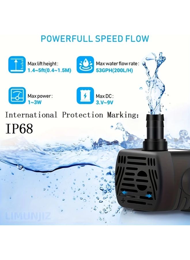 3W Submersible Water Pump 200L H Ultra Quiet ABS With USB Adapter And Water Pipe - Image 5