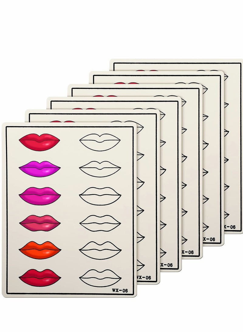 NIBEMINENT Lip Practice Skin, 6 Sheets Microblading Skin Fake Skins Silicone Makeup Supplies - Image 1