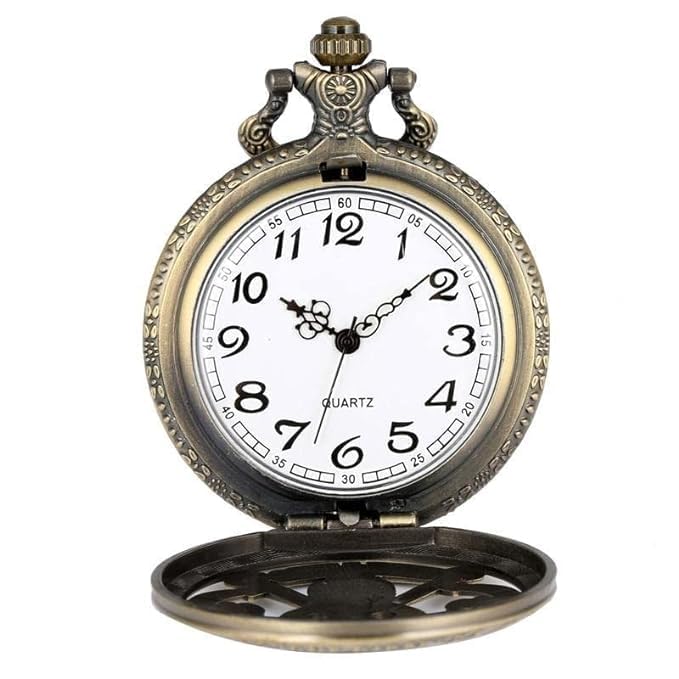 FowWelt Pocket Watch Metal Keychain Retro Vintage for Gifting With Key Ring Anti-Rust (One Piece) - Image 3