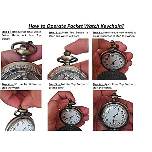 FowWelt Pocket Watch Metal Keychain Retro Vintage for Gifting With Key Ring Anti-Rust (One Piece) - Image 4
