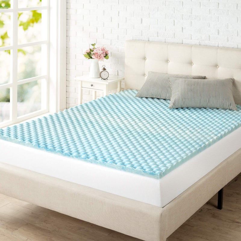 ZINUS 15 Inch Swirl Gel Cooling Memory Foam Mattress Topper Cooling Airflow Design CertiPURUS Certified Queen