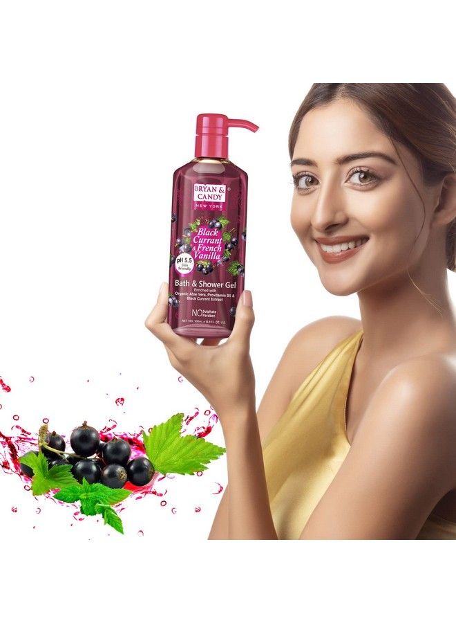 BRYAN & CANDY Black Currant And French Vanilla Bath And Shower Gel Enriched With Organic Aloe Vera Pro Vitamin B5 Black Currant Extract Skin Friendly Ph 5.5 All Skin Types 500 Ml (Pack Of 1) - Image 3