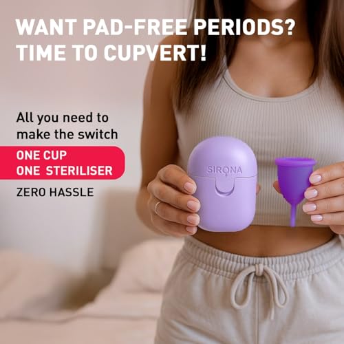 Sirona Reusable Menstrual Cup for Women (Large) with Microwaveable Sterilizer (1 Cup + 1 Sterilier) | FDA Approved | 100% Medical Grade Silicone | Rash Free & Leak-Proof Protection for 8-10 Hours - Image 2