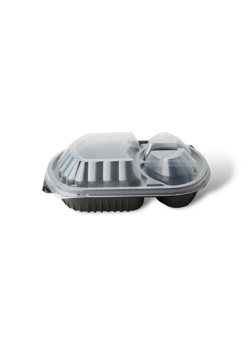 SKP Plastic Rectangular Plastic Food Containers with 3 Compartments (8 Pieces) 