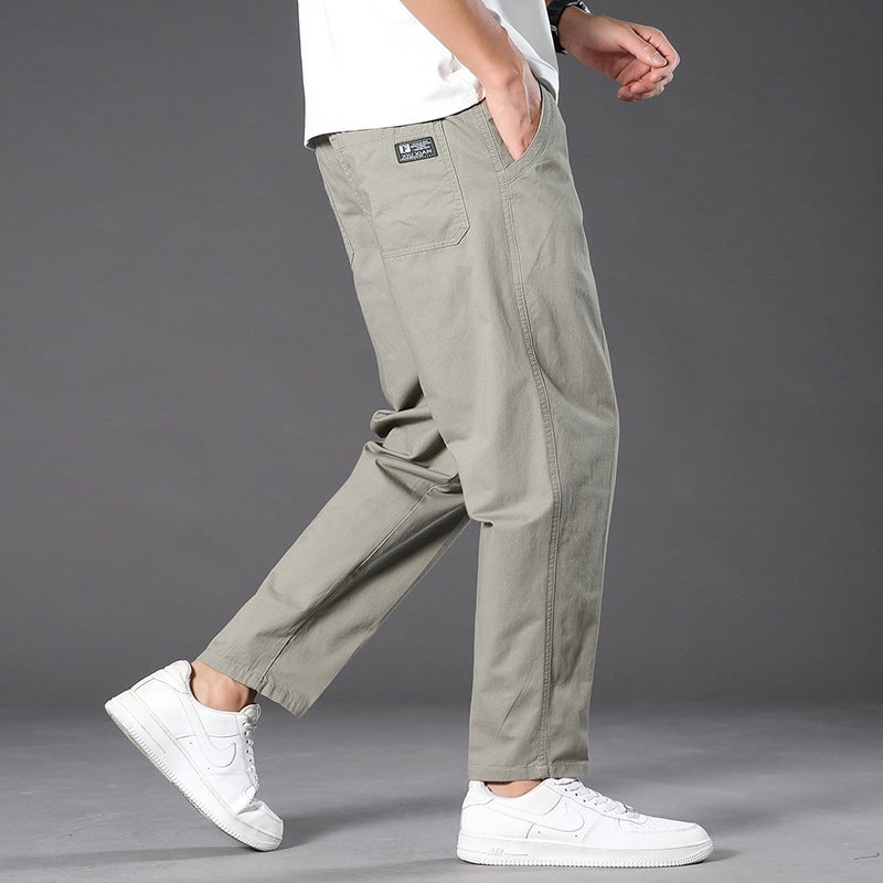 Casual Pants Men'S Trousers Middle-Aged Dad Spring Black Pants Loose Straight Workwear Pure Cotton Men'S Pants - Image 1