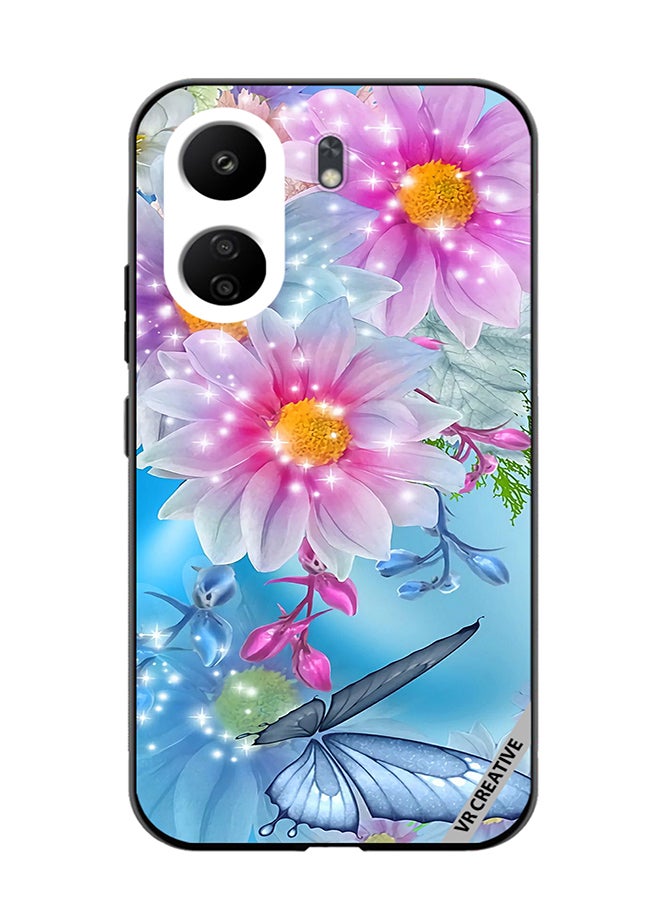 VR CREATIVE Protective Case Cover For Xiaomi Redmi 13C Beautiful Flowers And Butterfly Design Multicolour - Image 1