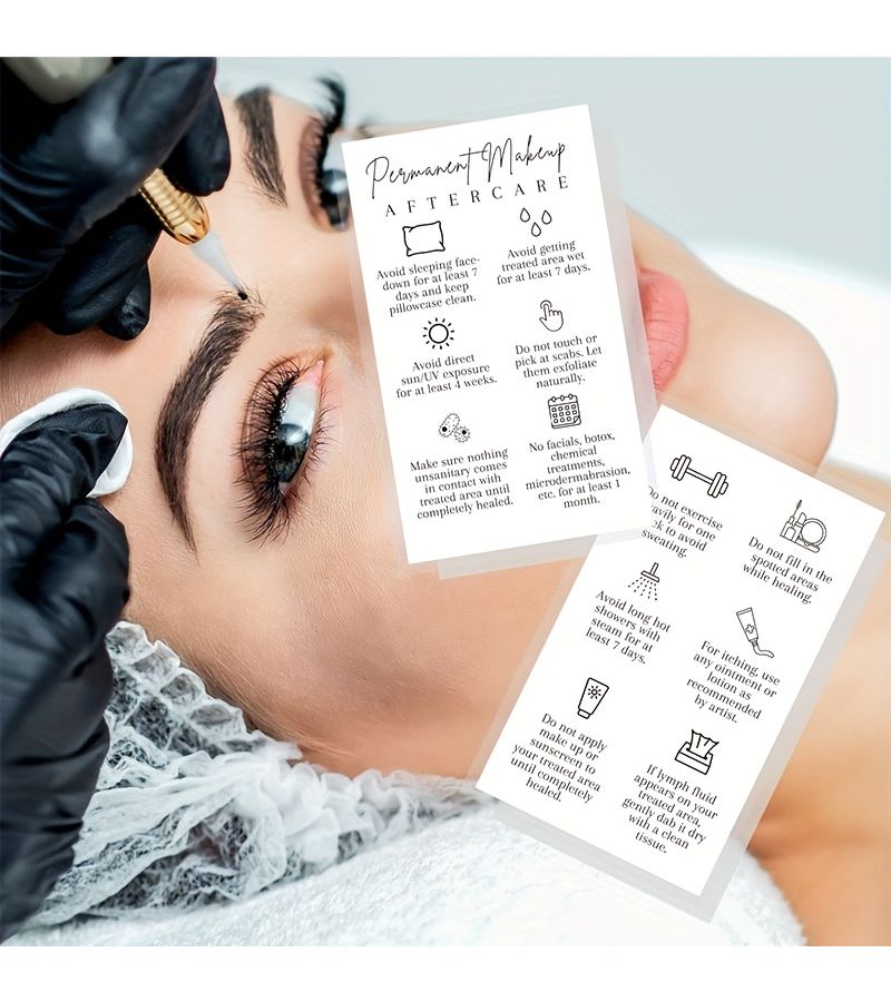 50 بطاقة عناية ما بعد التجميل الدائم، نصائح بعد الوشم، مايكروبليدينج للحواجب، أحمر الشفاه - Image 3