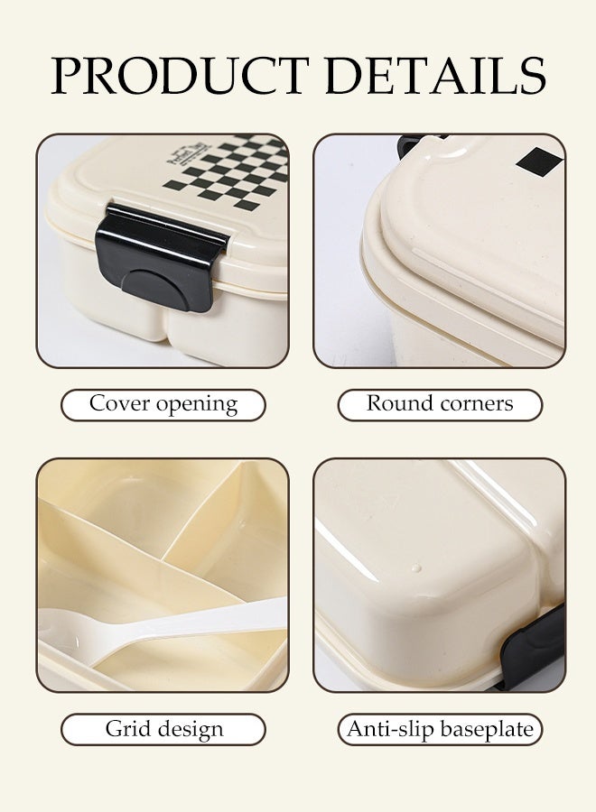 DUNISO 2 Pack Lunch Box Bento Boxes 3 Compartments Reusable Leakproof Food Boxes BPA Free Salad Snack Sandwich Food Storage Container with Lid for School Office Camping Outdoor， Microwaveable Safe - Image 5