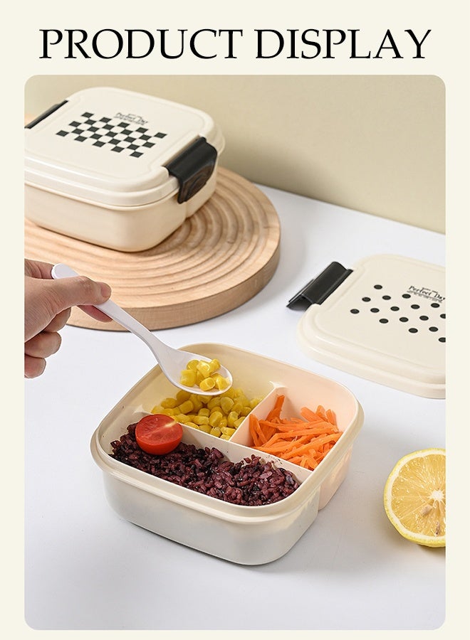 DUNISO 2 Pack Lunch Box Bento Boxes 3 Compartments Reusable Leakproof Food Boxes BPA Free Salad Snack Sandwich Food Storage Container with Lid for School Office Camping Outdoor， Microwaveable Safe - Image 2