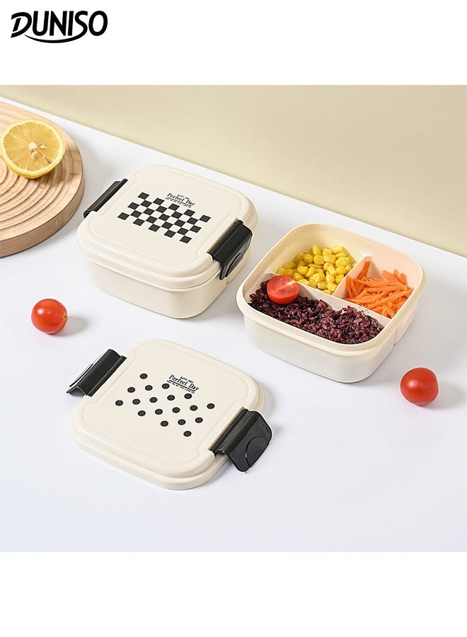 DUNISO 2 Pack Lunch Box Bento Boxes 3 Compartments Reusable Leakproof Food Boxes BPA Free Salad Snack Sandwich Food Storage Container with Lid for School Office Camping Outdoor， Microwaveable Safe - Image 1