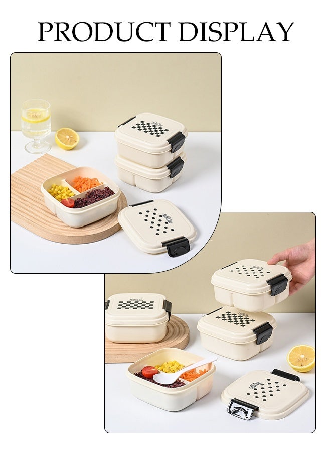 DUNISO 2 Pack Lunch Box Bento Boxes 3 Compartments Reusable Leakproof Food Boxes BPA Free Salad Snack Sandwich Food Storage Container with Lid for School Office Camping Outdoor， Microwaveable Safe - Image 3