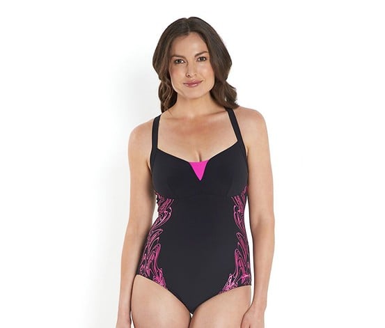 speedo Sculpture Shinedream Swimwear, Black and Pink 