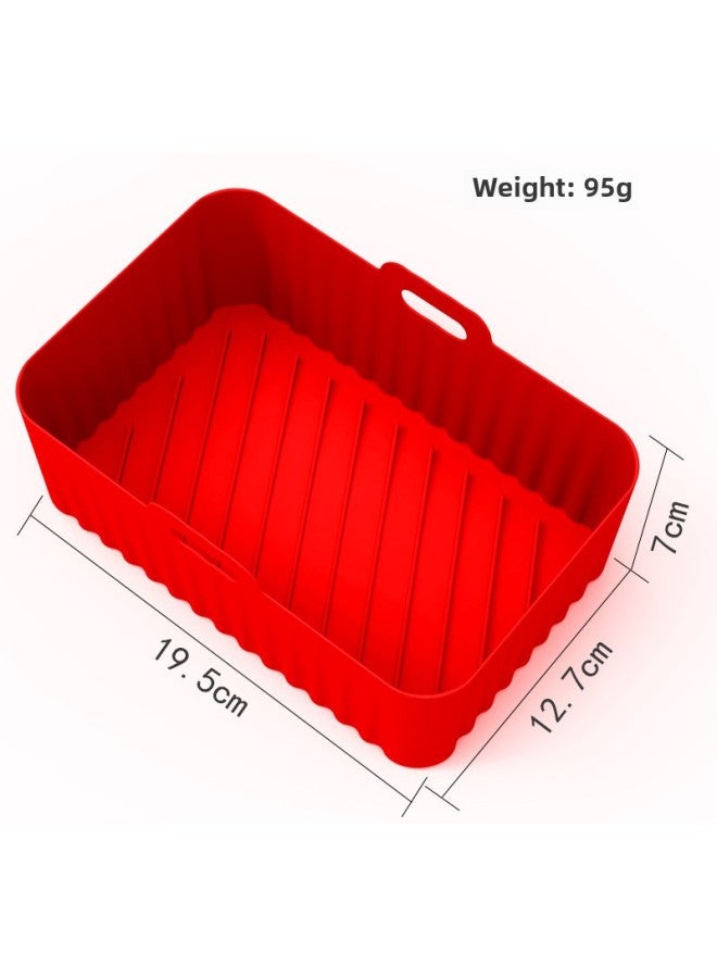 Bestseller Large Silicone Air Fryer Tray Baking Pan Tray Silicone Pot Air Fryer Accessories Coated-Specifications:Rectangular Baking Pan 3rd Generation Thin Section Red - Image 1