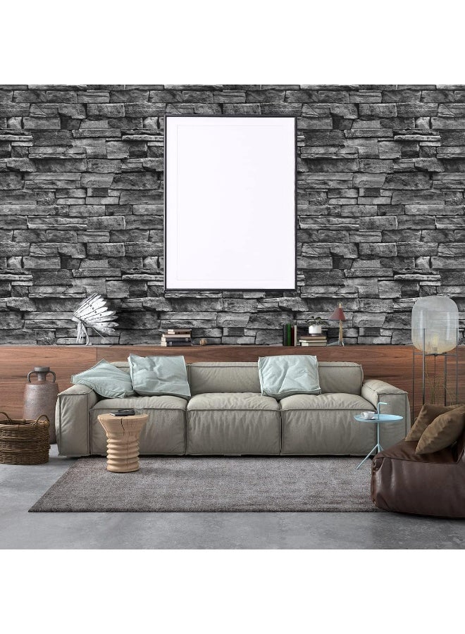 يلا جوي 3D الطوب النمطي تقليد الطوب نمط الطوب ورقة جدار، بار الرمادي الطوب متجر ديكور الخلفية ورقة جدار (45 * 1000 سم) - Image 2