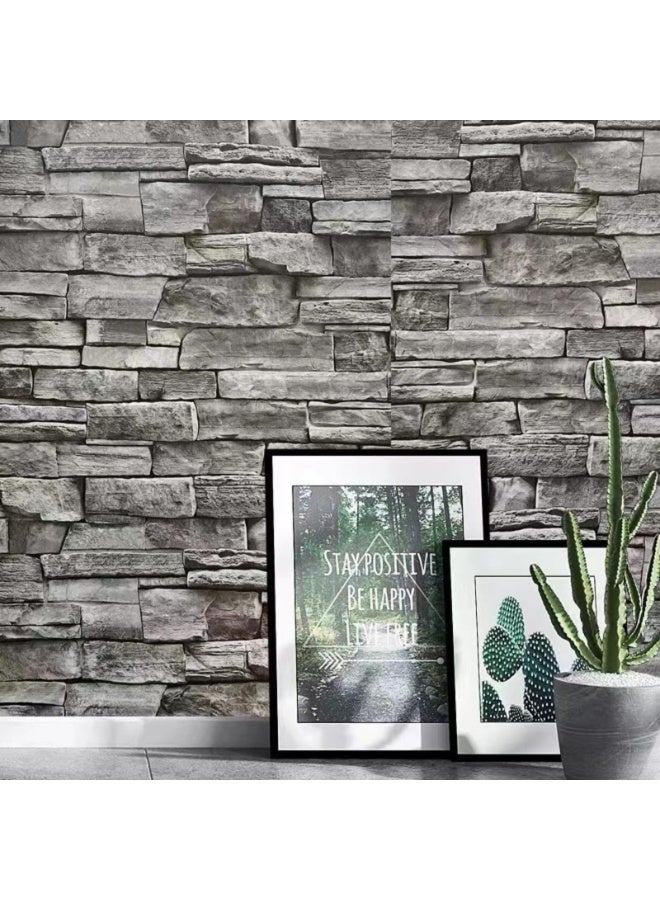 يلا جوي 3D الطوب النمطي تقليد الطوب نمط الطوب ورقة جدار، بار الرمادي الطوب متجر ديكور الخلفية ورقة جدار (45 * 1000 سم) - Image 1