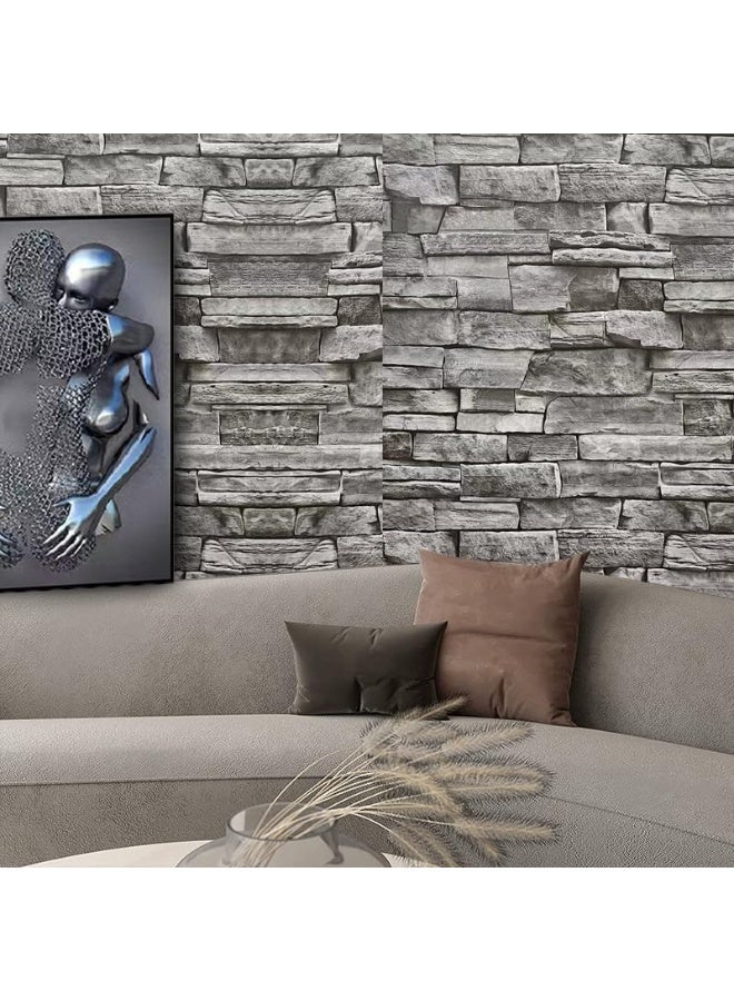 يلا جوي 3D الطوب النمطي تقليد الطوب نمط الطوب ورقة جدار، بار الرمادي الطوب متجر ديكور الخلفية ورقة جدار (45 * 1000 سم) - Image 4