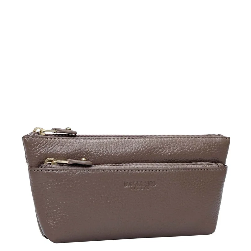 Da Milano Wax Leather Multi Pouch - Smoke Grey