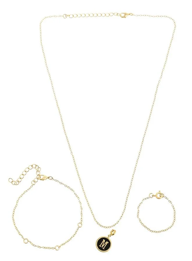 VOYLLA Valentine's Day Collection Alphabet M Black Enamel Charm