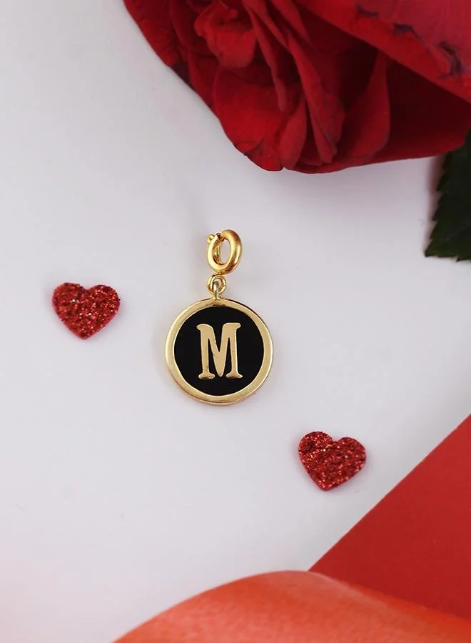 VOYLLA Valentine's Day Collection Alphabet M Black Enamel Charm
