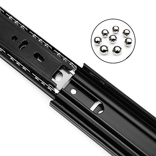 ZOENHOU 12 PCS 16 Inch Full Extension Drawer Slides, 6 Pairs Heavy Duty Metal Steel Ball Bearing Side Mount Drawer Slides Whisper Quiet Black Furniture - Image 4