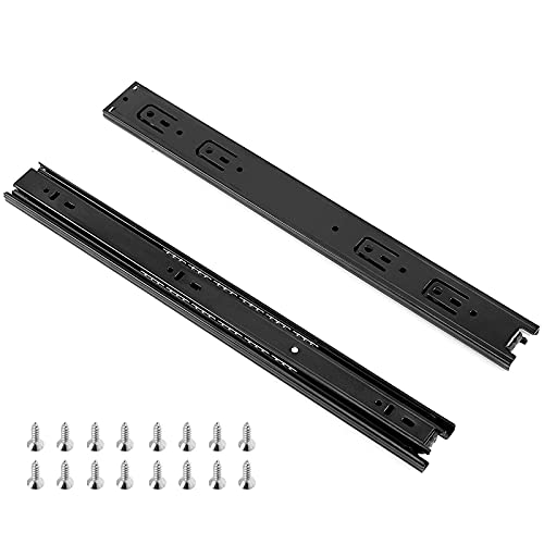 ZOENHOU 12 PCS 16 Inch Full Extension Drawer Slides, 6 Pairs Heavy Duty Metal Steel Ball Bearing Side Mount Drawer Slides Whisper Quiet Black Furniture - Image 3