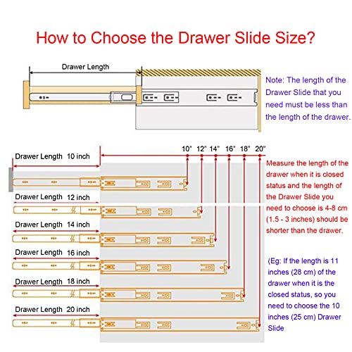 ZOENHOU 12 PCS 16 Inch Full Extension Drawer Slides, 6 Pairs Heavy Duty Metal Steel Ball Bearing Side Mount Drawer Slides Whisper Quiet Black Furniture - Image 5