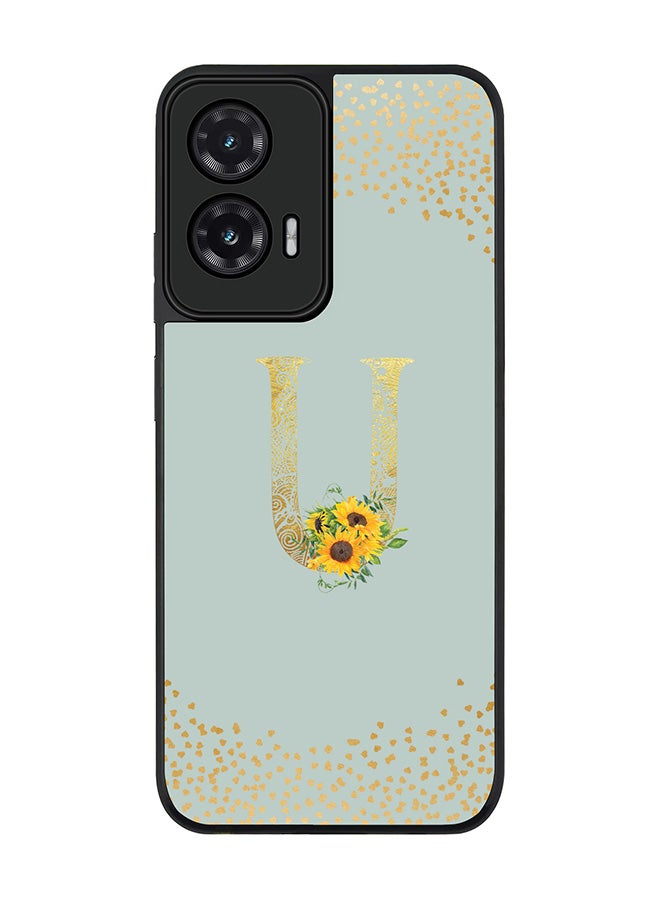 Stylizedd For Motorola Moto G35 Case,Slim fit Camera Protection, Shockproof Thin Phone cover  - Custom Floral Monogram - U  (Light Grey )