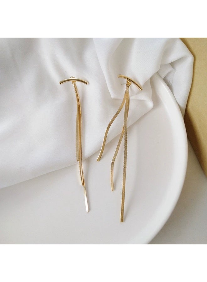 Goolsky Summer Metal Tassel Earrings for Women – INS Trending Korean Style Elegant Dangle Earrings, Lightweight Glossy Gold/Silver Tone, Beach Vacation Casual Outfits, Nickel-Free Anti-Tarnish - Image 5