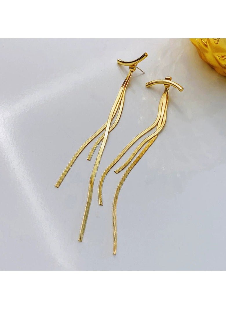 Goolsky Summer Metal Tassel Earrings for Women – INS Trending Korean Style Elegant Dangle Earrings, Lightweight Glossy Gold/Silver Tone, Beach Vacation Casual Outfits, Nickel-Free Anti-Tarnish - Image 3