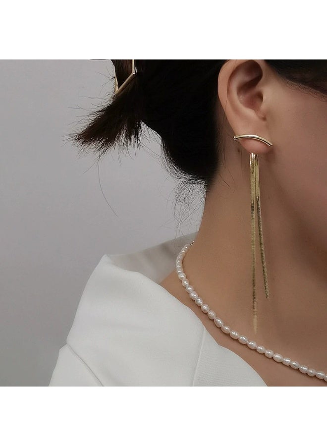 Goolsky Summer Metal Tassel Earrings for Women – INS Trending Korean Style Elegant Dangle Earrings, Lightweight Glossy Gold/Silver Tone, Beach Vacation Casual Outfits, Nickel-Free Anti-Tarnish - Image 1