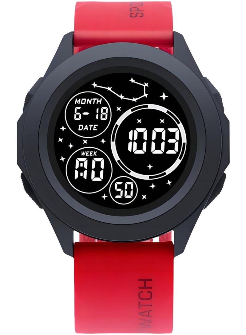 Kids Digital Sports Watch with Luminous Display Time Date Alarm Stopwatch Water Resistant Electronic Watch for Boys Girls Round LED Screen  - Image 1