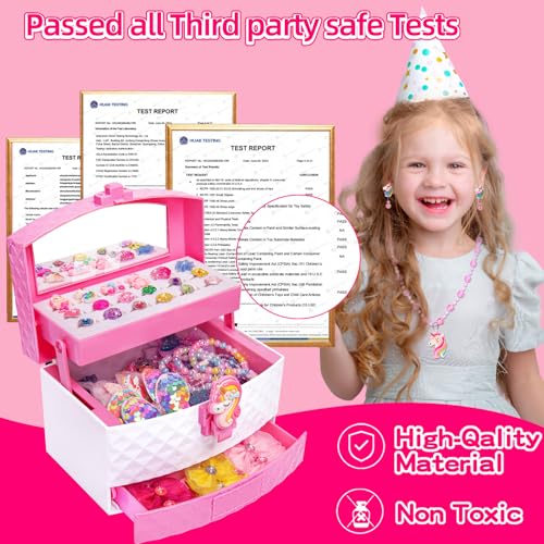 MOZXEBOK Jewelry Toys for Girls Adjustable Rings Bracelets Necklaces Butterfly Hair Clips Toddler Bows Unicorns Kids Toys Set for Princess Dress Up Christmas Birthday Gifts 3 4 5 6 7 8 9 Year Old Girl - Image 5