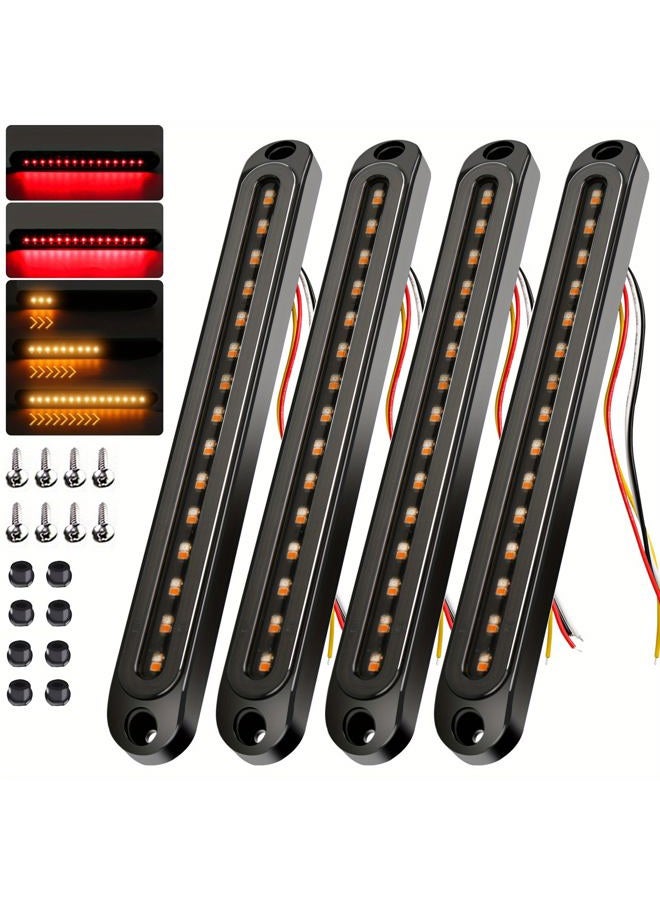 FOUFLY 4PCS 12V-24V 30 LED Tail Lights Red & Yellow Trailer Brake Light Turn Signal Trailer Sequential Identification Light Waterproof Tail Light Bar for Truck Pickup Golf Cart Marine Boats - Image 1