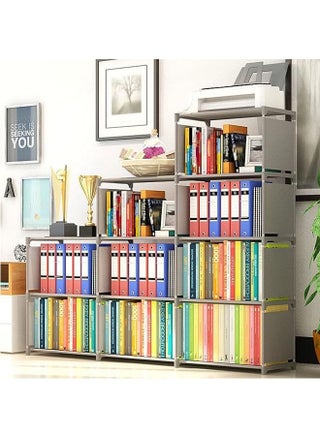 Book Shelf, 3 Row 4-Tier Bookshelf Bookcase 9 Cube Storage Shelves Plastic Storage Cabinet Multi-Function Simple Assembly Non Woven Storage Rack(Grey) - pzsku/Z002915587C29B6E14268Z/45/_/1693378007/17ef2d02-4f04-4306-9876-2241b6b56c7b