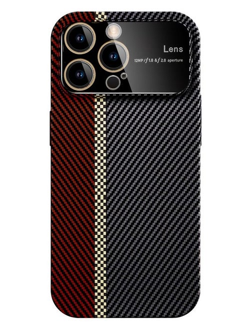 iPhone 13 Pro Carbon Case Large Window Camera Protection Unique Design Mixed Amazing Color Aramid Carbon Fiber Phone Case Red