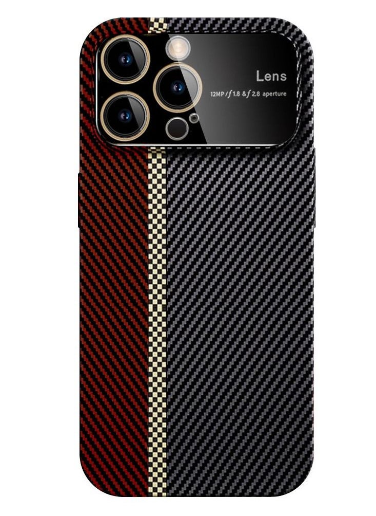 CATANES - iPhone 13 Pro Carbon Case Large Window Camera Protection Unique Design Mixed Amazing Color Aramid Carbon Fiber Phone Case Red - Image 1