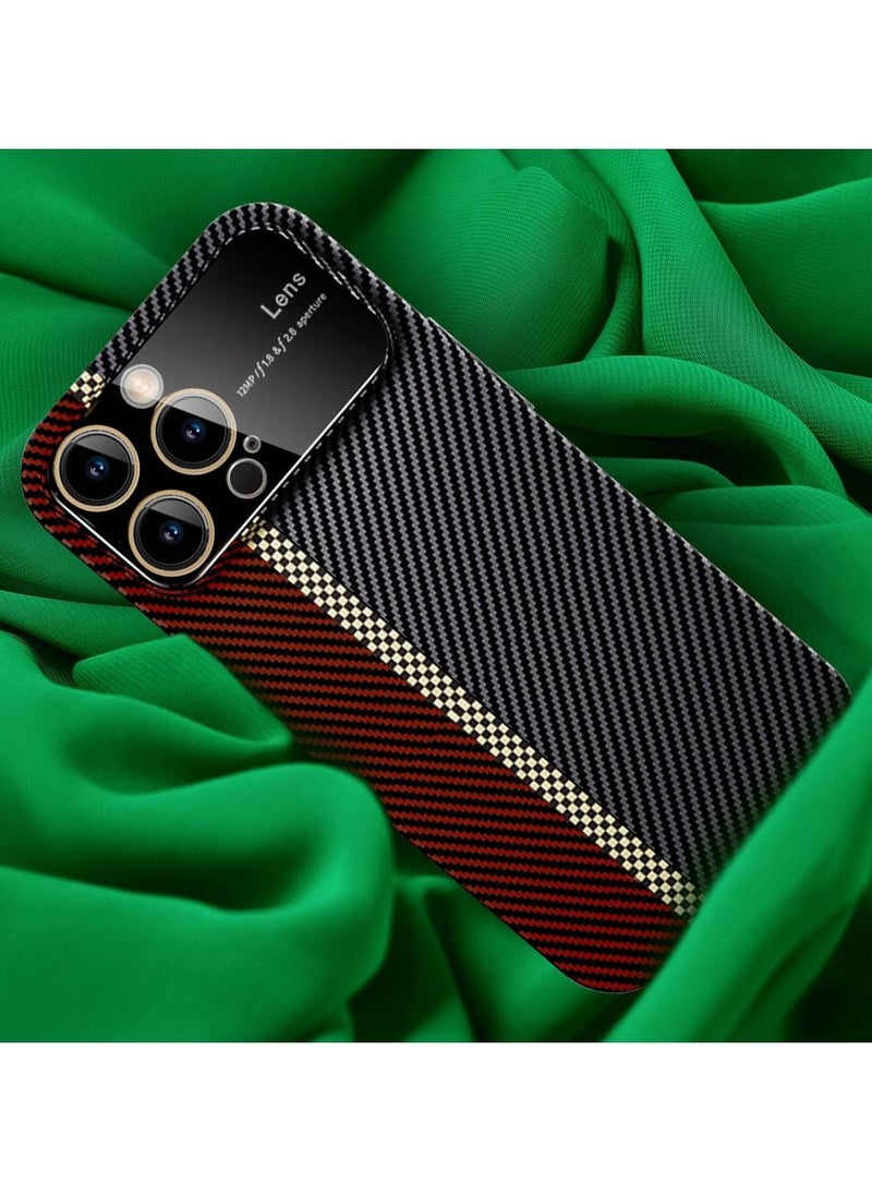CATANES - iPhone 13 Pro Carbon Case Large Window Camera Protection Unique Design Mixed Amazing Color Aramid Carbon Fiber Phone Case Red - Image 1