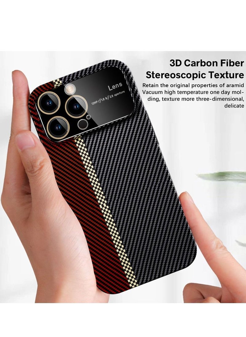 CATANES - iPhone 13 Pro Carbon Case Large Window Camera Protection Unique Design Mixed Amazing Color Aramid Carbon Fiber Phone Case Red - Image 1