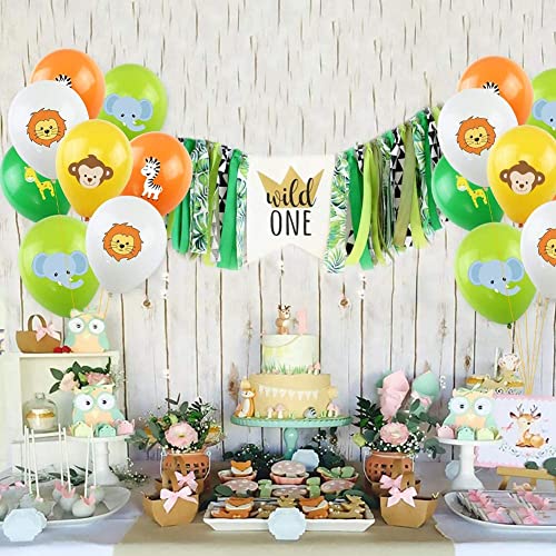 Jagmag® 10 pcs Jungle Themed Birthday Party decor animal printed latex balloons lion, monkey, elephant, zebra, giraffe zoo animal balloon - Image 5